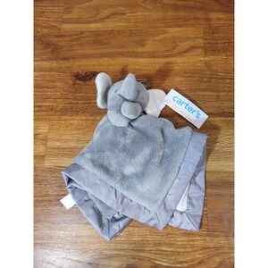 Carters Grey Gray Elephant Security Blanket Soft Velour Satin Lovey Lovie NWT
